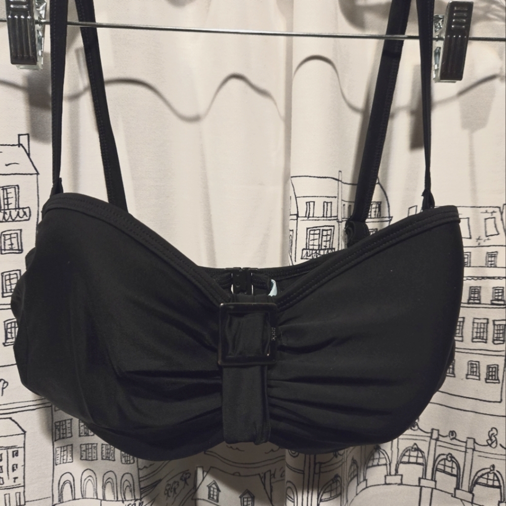 EUC Women's Black Panache Bikini Top Removeable Straps Size 36DD/E
